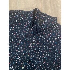 BANANA REPUBLIC Mens Size L Flower Print Button Down With Chest Pocket Short Slv